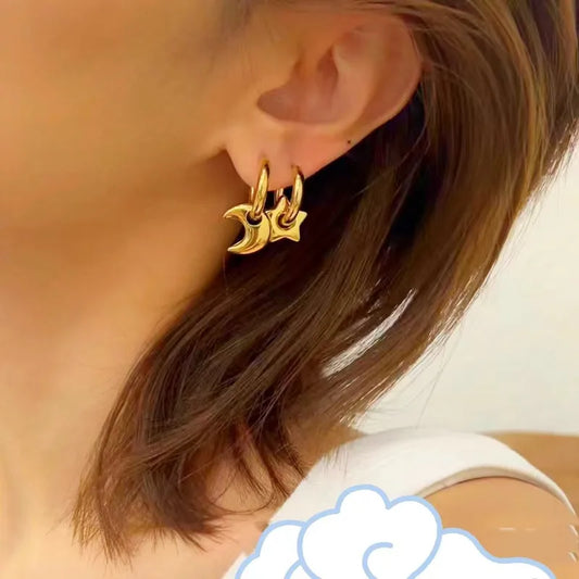 Gold Heart Stud Earrings for Women