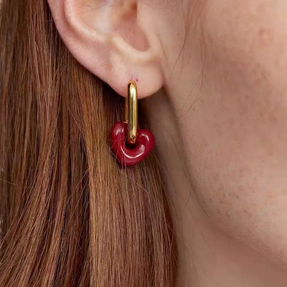 Gold Heart Stud Earrings for Women