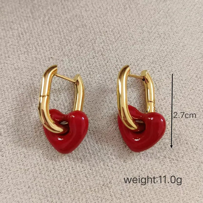 Gold Heart Stud Earrings for Women