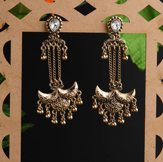 Chandbali Style Gold/Silver Plated Earrings with Beads