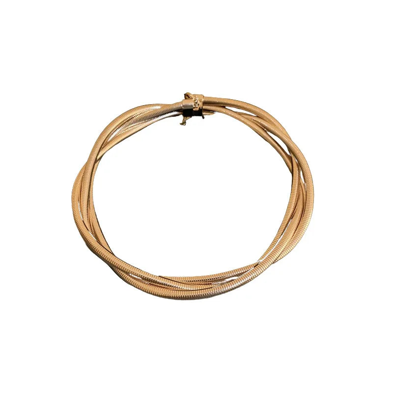 Twist Metal Choker Necklace for Women  - Multi-Layer Gold Choker
