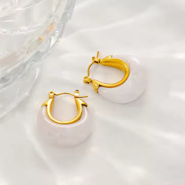 Vintage Korean Geometric Alloy Enamel Hoops for Women