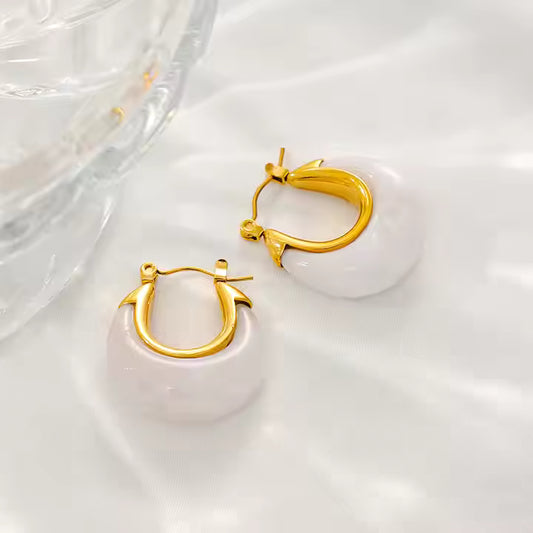 Vintage Korean Geometric Alloy Enamel Hoops for Women