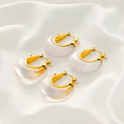 Vintage Korean Geometric Alloy Enamel Hoops for Women