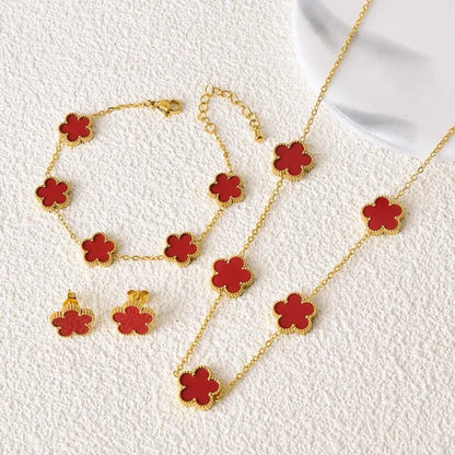 Four Leaf Clover Jewelry Set – 3-Piece Elegant Necklace