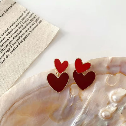 Women’s Fashion Earrings – Double Layered Heart Design