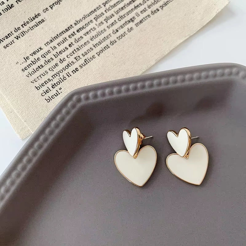 Women’s Fashion Earrings – Double Layered Heart Design