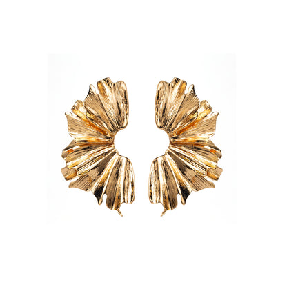 Retro Irregular Gold & Silver-Tone Stud Earrings