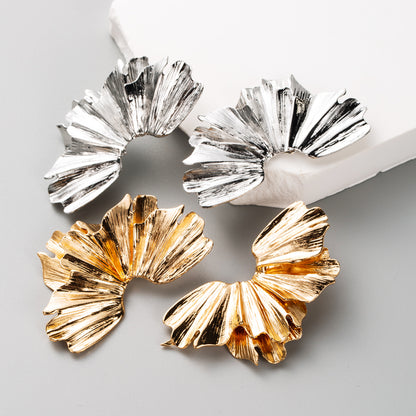 Retro Irregular Gold & Silver-Tone Stud Earrings