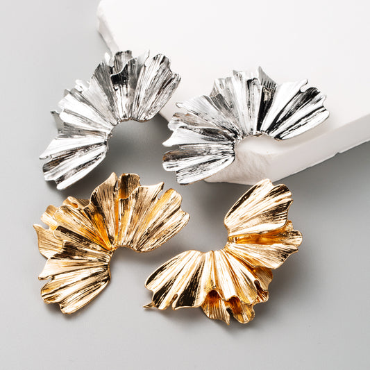 Retro Irregular Gold & Silver-Tone Stud Earrings