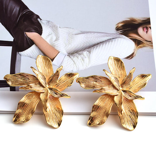 Roman-Inspired Floral Statement Stud Earrings