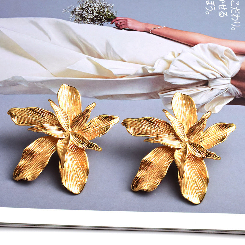 Roman-Inspired Floral Statement Stud Earrings