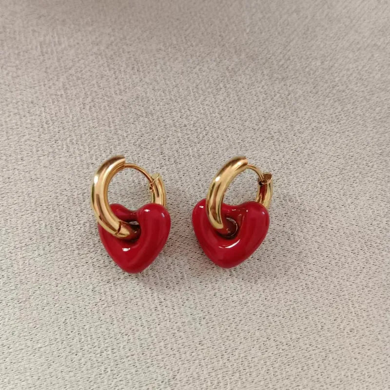 Gold Heart Stud Earrings for Women