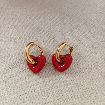 Gold Heart Stud Earrings for Women