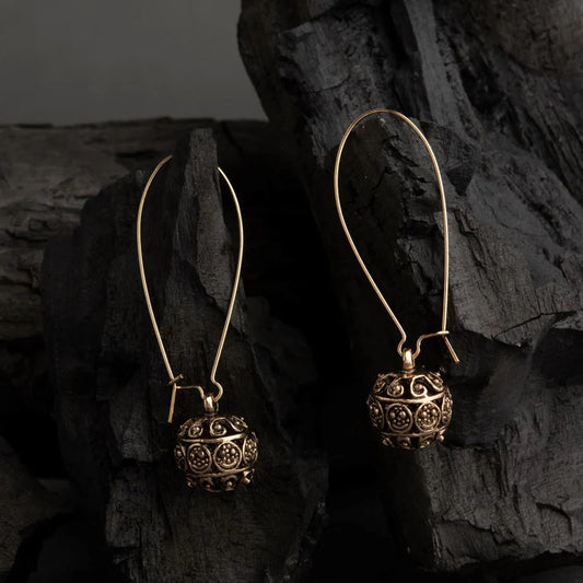 Antique Gold/Silver-Plated Dome Earrings – Ethnic Dangler Earrings