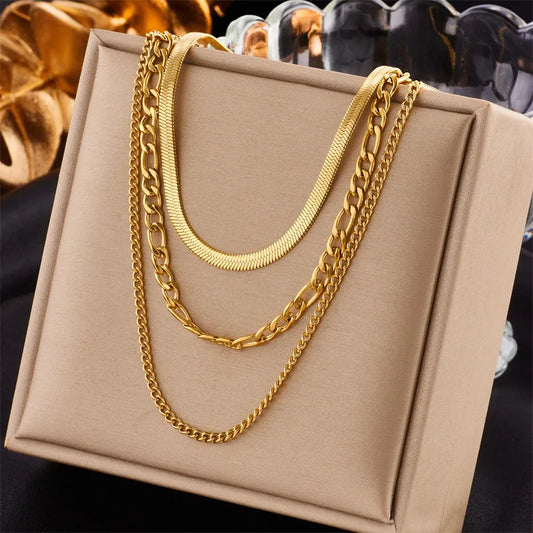 Three Layered Gold-plated Necklace